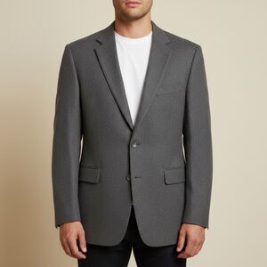 JOS A BANK Mens Blazer Sport Coat 2-Button Casual Jacket 46R Gray Wool 2-Vent